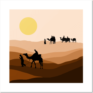 Silhouette of Camel inSahara desert Posters and Art